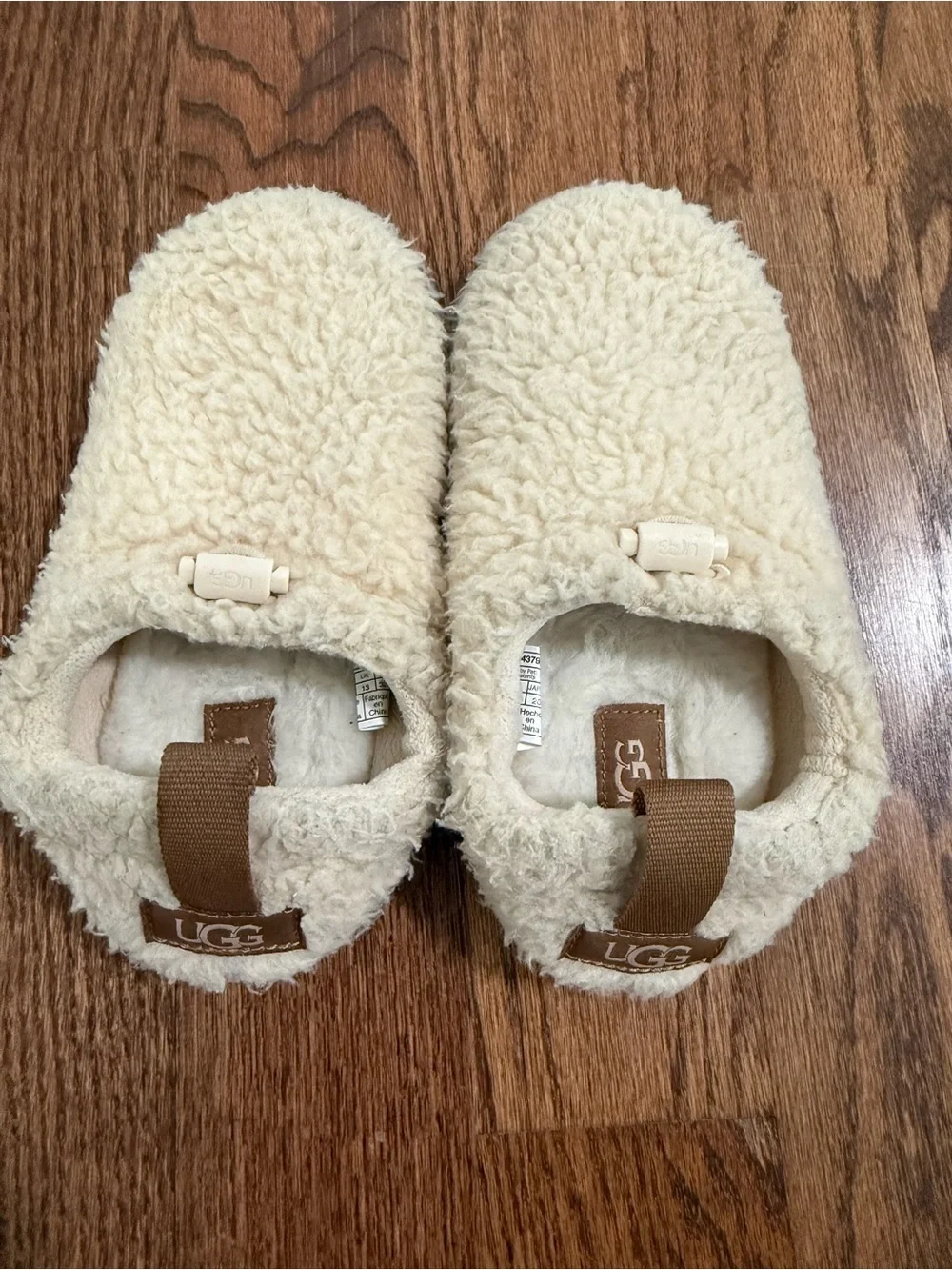UGG Kids Cream Fuzzy Slip-On Plushy Slippers